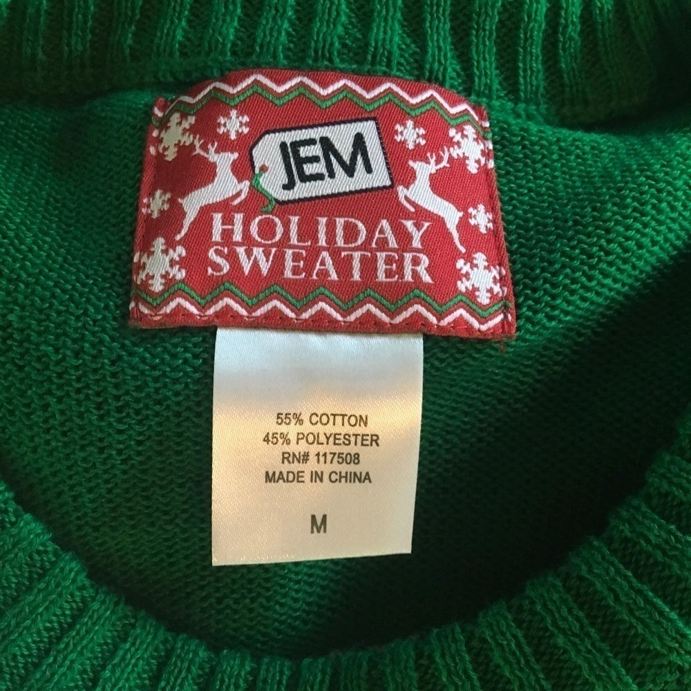 Jem Holiday Sweater Santa Christmas Green Xmas NWT - Picture 5 of 6